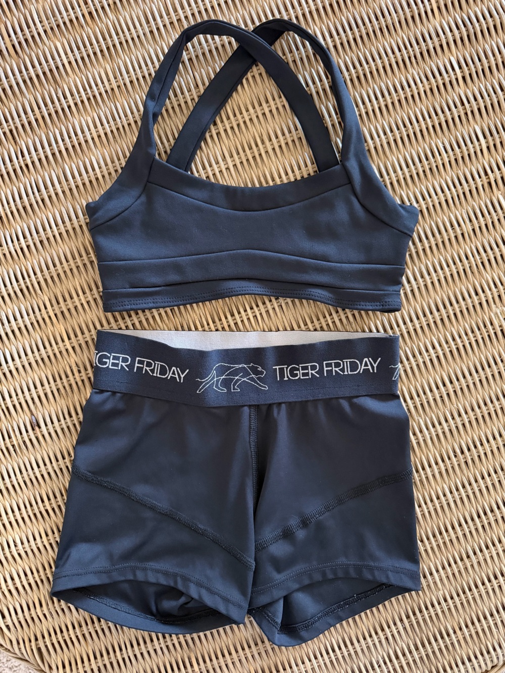 TIGER FRIDAY Black Blade Bra and Logo Shorts Set size Child Large